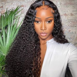 Home center wig 13x4 kinky curly lace front wig natural black remy hair